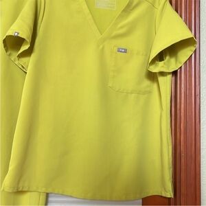 Figs Limeade / Chartreuse colored V-Neck Scrub Top Technical Collection